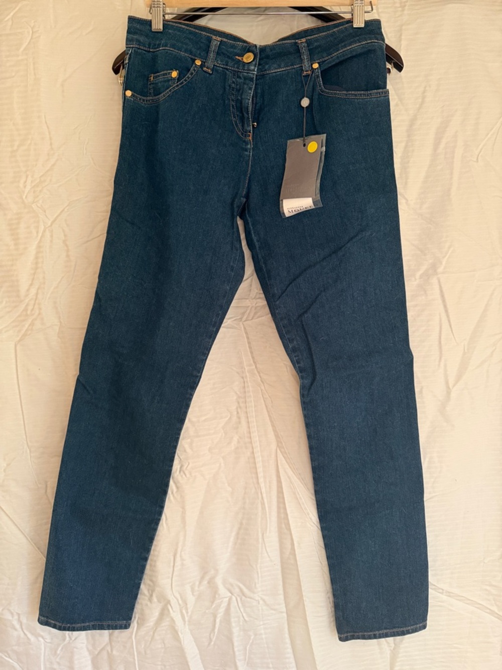 Alexander McQueen Deep Indigo Straight-Leg Jeans with Gold Hardware